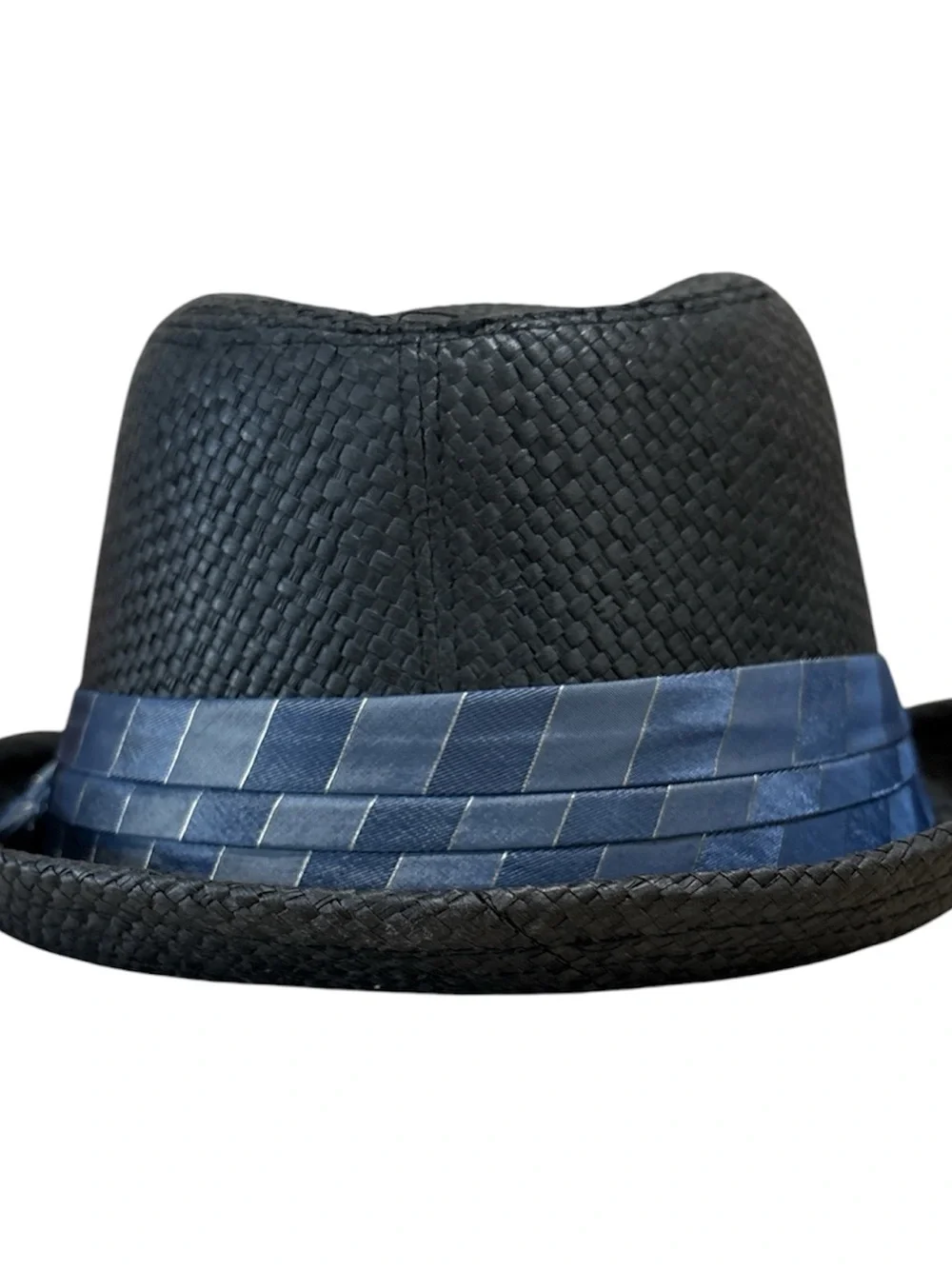 PETER GRIMM Fedora Hat Trilby Black Size L/XL Blue Silk Band Structured